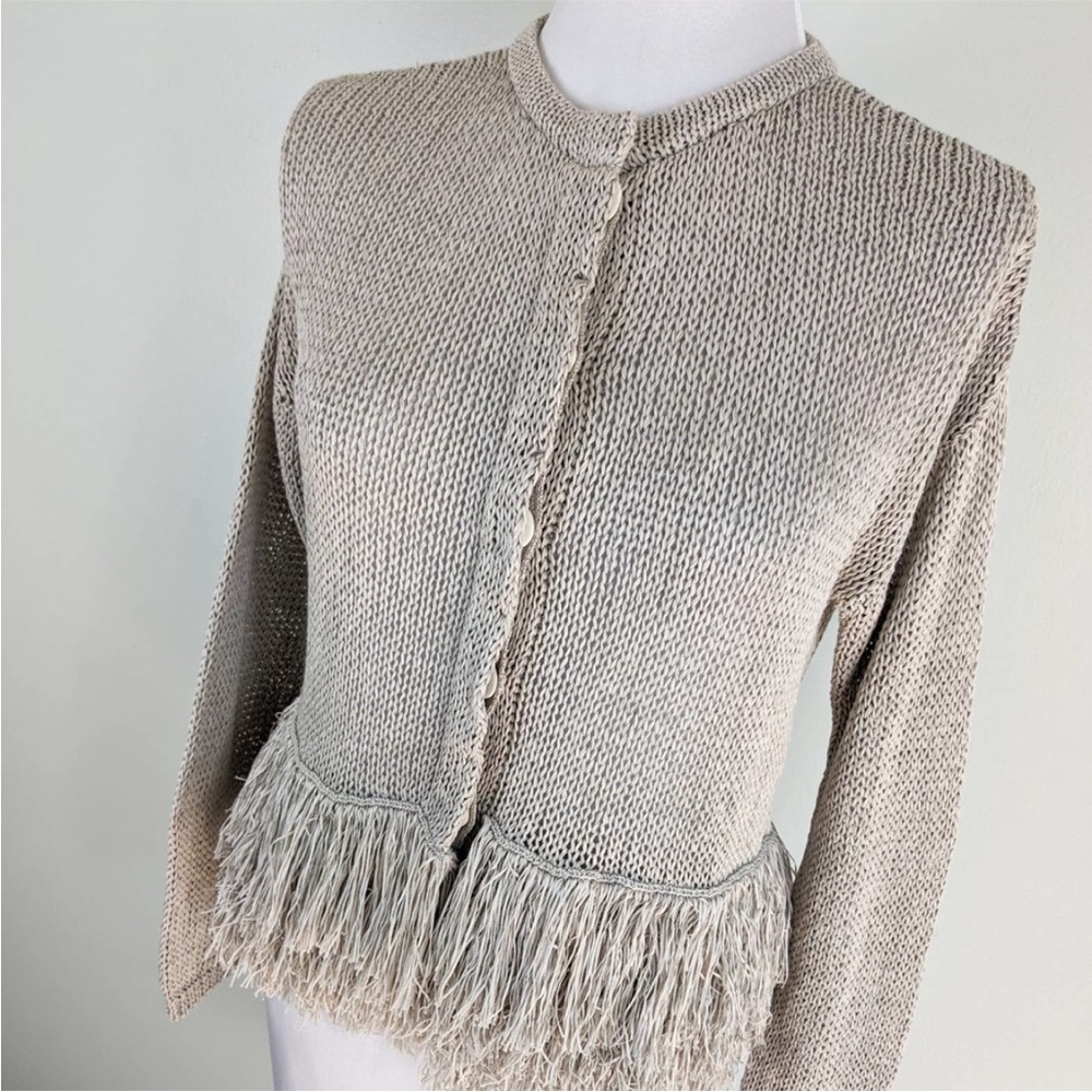 Brunello Cucinelli Cotton Cardigan with Fringe Flounce